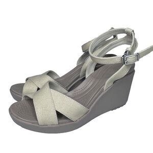 CROCS Leigh 2 Cross-Strap Ankle Wedge Sandals Women’s Size 9M